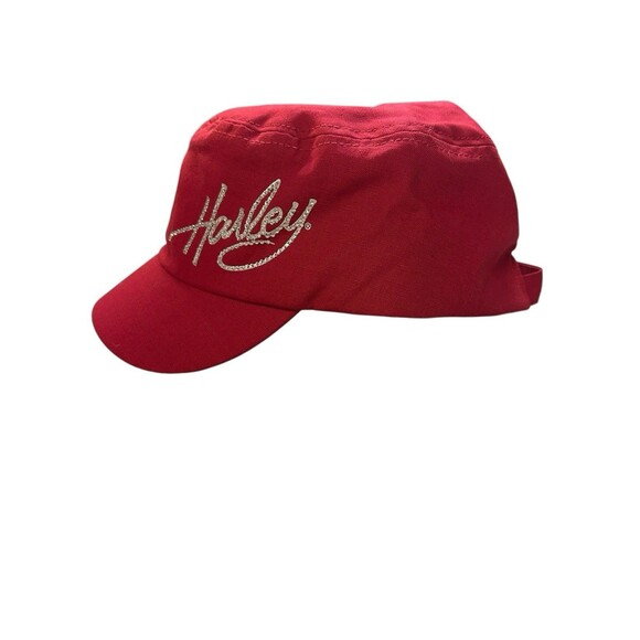 Womens Harley‎ Sparkle Rhinestones Adjustable Red Cap Hat Barbiecore Bling - Picture 1 of 6